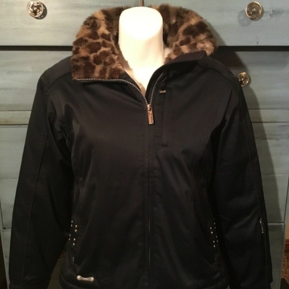 Girls Spyder ski jacket with faux fur collar